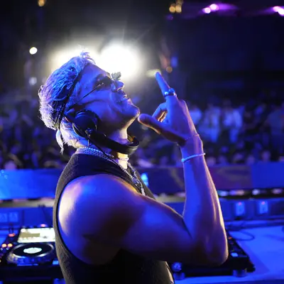 JK on the mic during a set